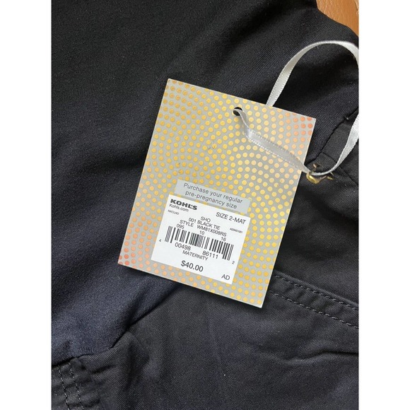 NWT A Glow Black Canvas Over The Belly Cuffed Maternity Chino Shorts Sz 2 - Picture 7 of 7